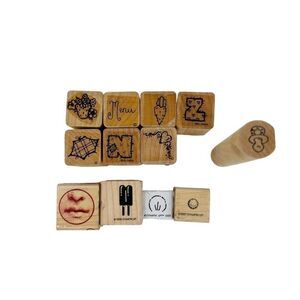 Rubber Stamp Bundle Of 12 Stamps For Scrapbooking Crafting